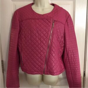 INC International Comcepts size XL pink quilted faux leather
biker jacket